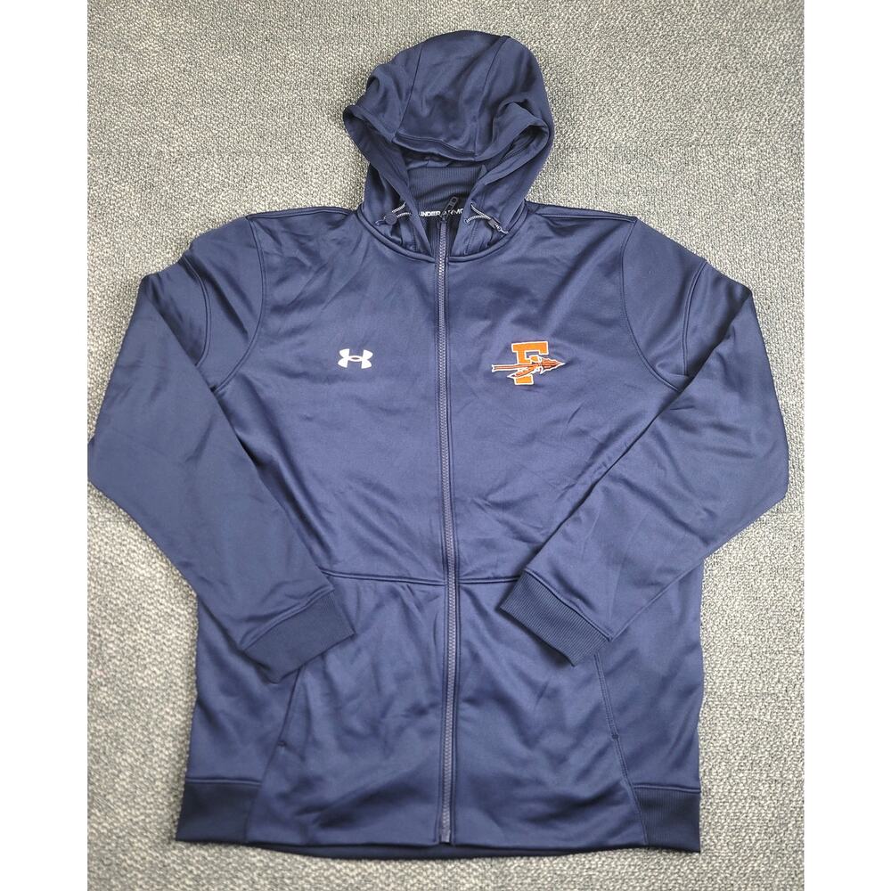 Under Armour Men's Medium Storm Fleece FZ Navy Full Zip Hoodie Sport Embroidery